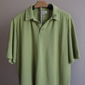 Tommy Bahama Silk Blend Polo Shirt Mens Large Green Textured Knit Classic Island